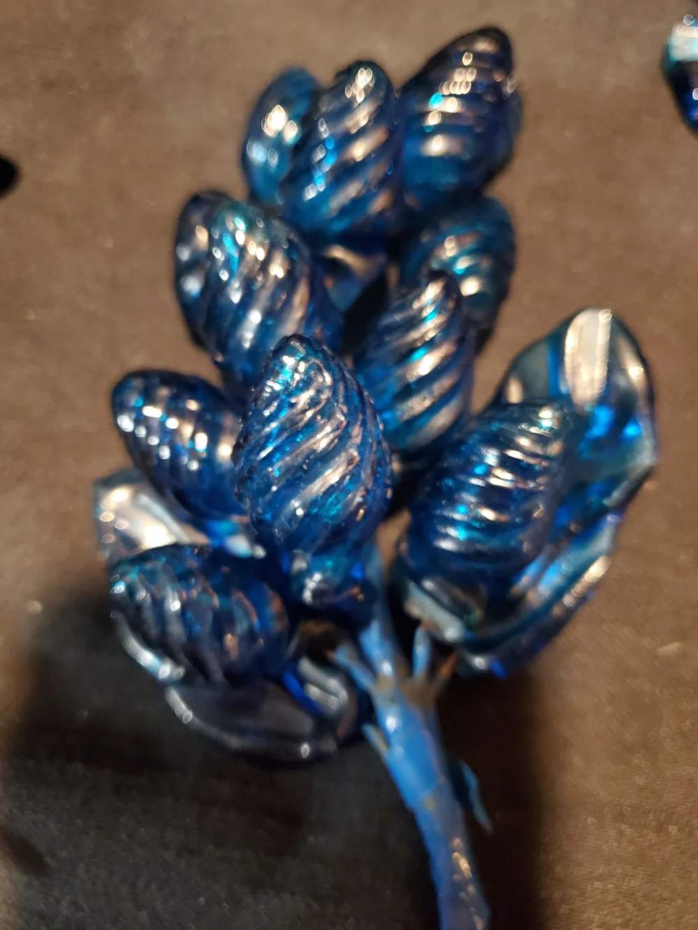 Vintage 1960s  Art Glass Grape & Berry Clusters - Lot of 4 - Cobalt & Turquoise